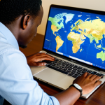 A professional-looking person, fully clothed in a modest, smart casual outfit, sits at a modern desk. On the desk, a laptop displays a flight comparison website for Rwanda, surrounded by global maps highlighting Africa and various travel guides. The person is thoughtfully focused on the screen, representing detailed travel planning and strategic flight selection. The background is a clean, well-lit home office environment. The overall image conveys organization, foresight, and comfort in travel preparation.
    *   **Mandatory Inclusions:** safe for work, appropriate content, fully clothed, professional, modest clothing, appropriate attire, professional dress, perfect anatomy, correct proportions, natural pose, well-formed hands, proper finger count, natural body proportions, high quality, realistic photography.