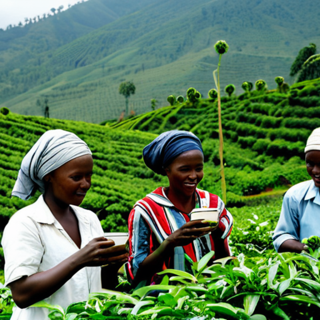 Rwanda Coffee Farmers**
"A group of Rwandan coffee farmers, fully clothed in modest farming attire, working on a lush green coffee plantation, harvesting coffee beans, safe for work, appropriate content, family-friendly, perfect anatomy, correct proportions, natural pose, well-formed hands, proper finger count, natural body proportions, professional photography, high quality, bright daylight."
**