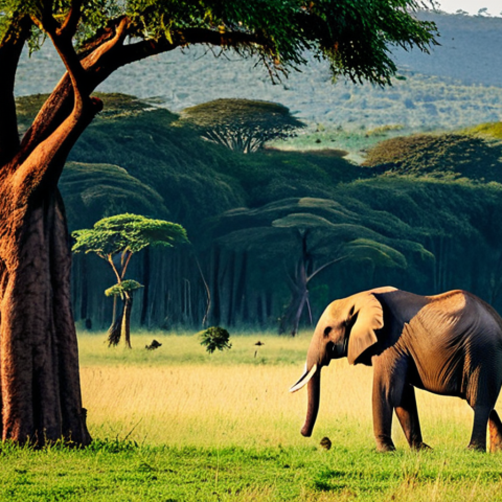 **
"A vast savanna landscape at Akagera National Park in Rwanda, with a family of elephants peacefully grazing in the background, giraffe are eating leaves from tall trees, early morning light, fully clothed, appropriate attire, safe for work, perfect anatomy, natural proportions, professional wildlife photography, high quality, family-friendly, modest"
**