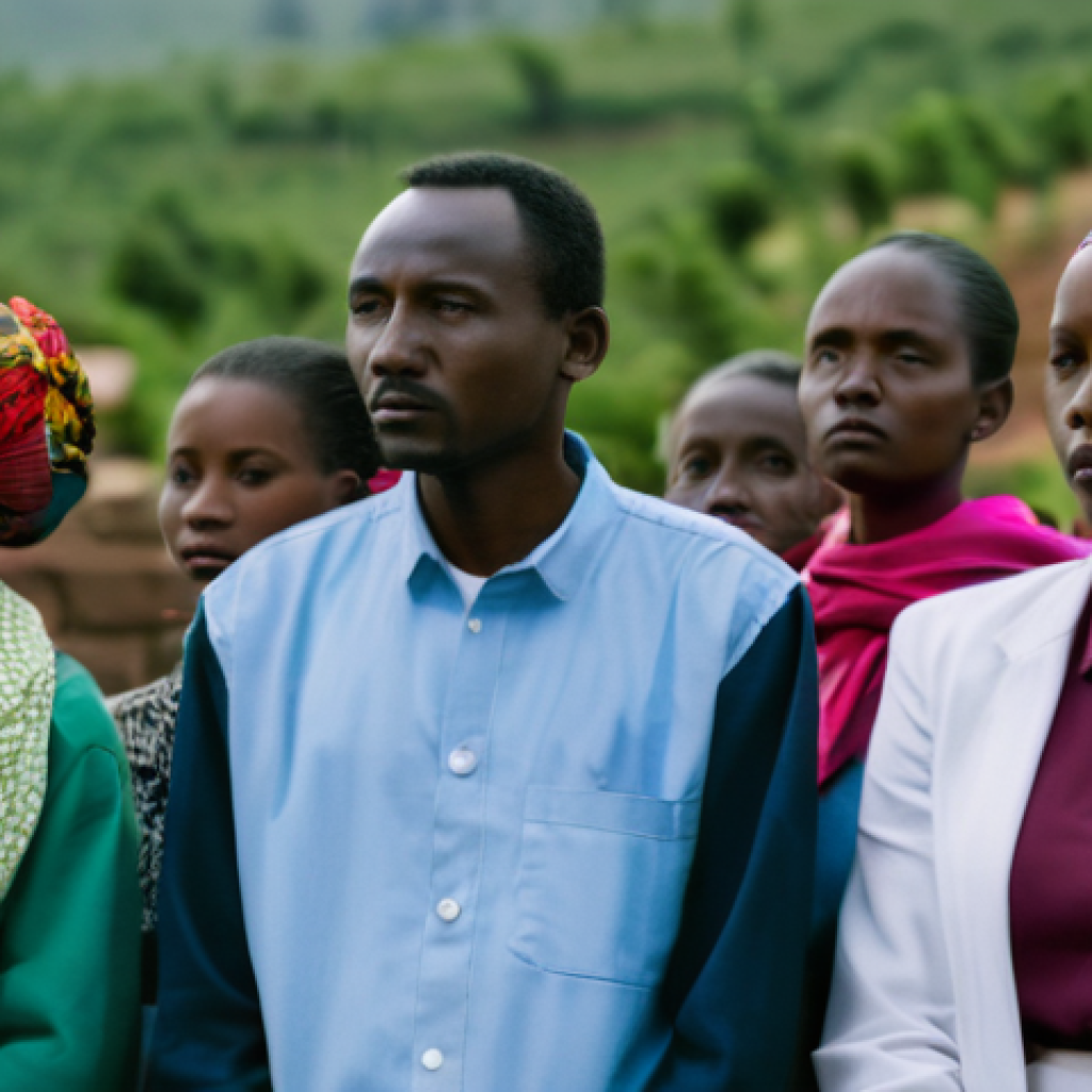 르완다의 주요 기념일 - **Commemoration of Hope and Unity in Rwanda:** A poignant and respectful scene depicting Rwandan cit...