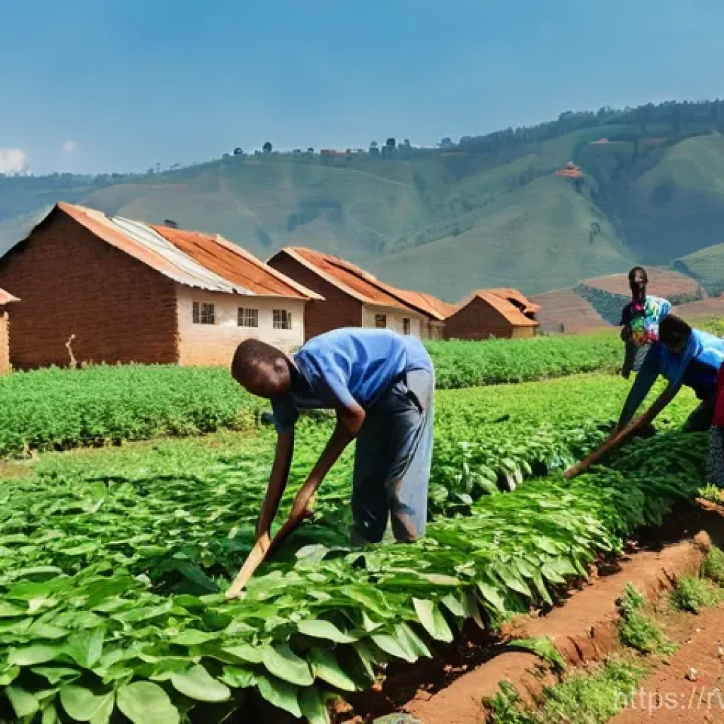 르완다 부족별 특성 - **Rwandan Community in Action:** A vibrant, sunlit scene in a clean Rwandan city or village during U...
