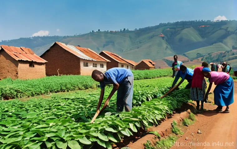 르완다 부족별 특성 - **Rwandan Community in Action:** A vibrant, sunlit scene in a clean Rwandan city or village during U...