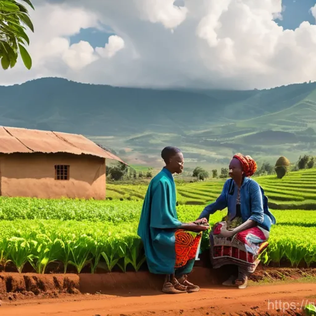 르완다의 주요 사회운동 - A vibrant and hopeful scene in a Rwandan village, showcasing community spirit and resilience. A dive...