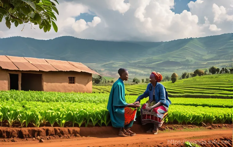 르완다의 주요 사회운동 - A vibrant and hopeful scene in a Rwandan village, showcasing community spirit and resilience. A dive...