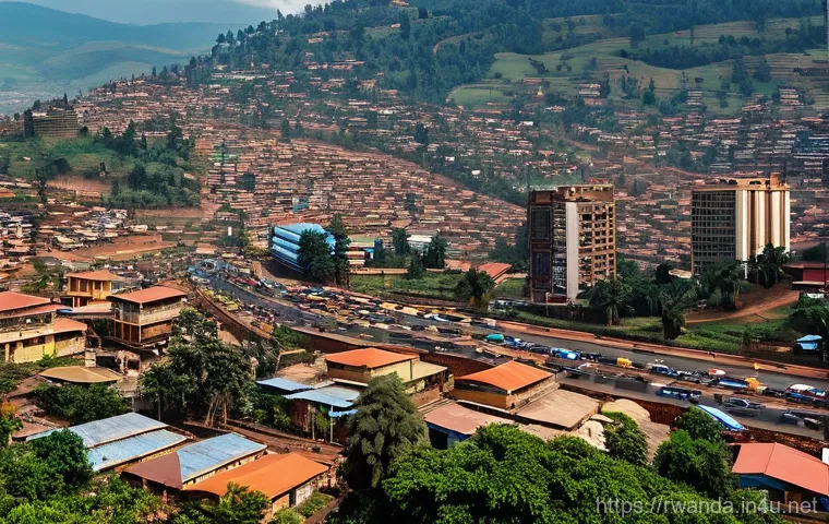 르완다의 도시 계획 - Here are three detailed image prompts in English, inspired by the provided text about Kigali's urban...