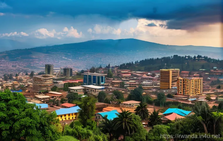 르완다의 도시 계획 - Here are three detailed image prompts in English, inspired by the provided text about Kigali's urban...