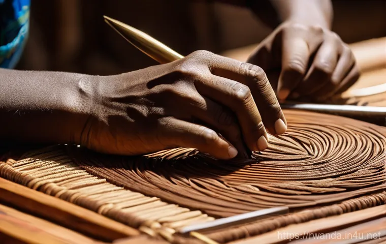 르완다 전통 공예품 시장 - A vibrant and bustling traditional Rwandan market in Kigali, filled with a kaleidoscope of colors. S...