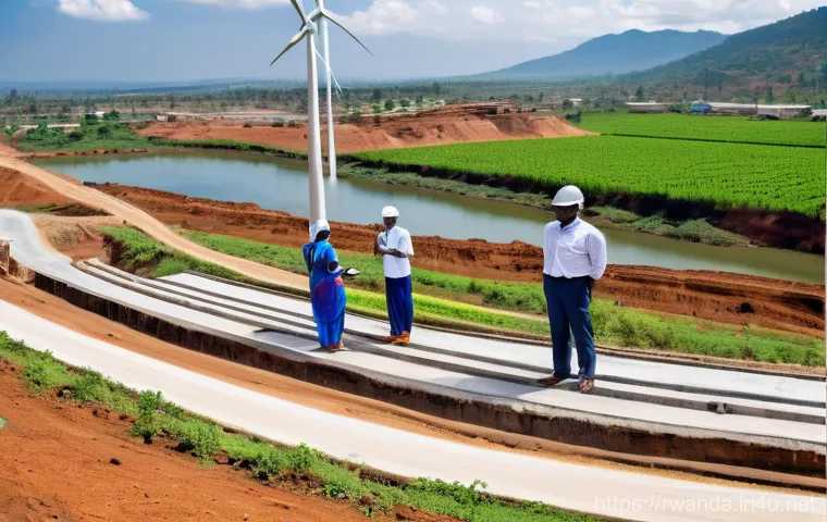 르완다와 아프리카 개발은행 - **Prompt:** A breathtaking panoramic view of Rwanda's lush, rolling green hills under a bright, clea...