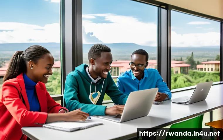 르완다 주요 대학 - **Image Prompt 1: "The Heart of African Innovation"**
A vibrant, modern university campus scene ...